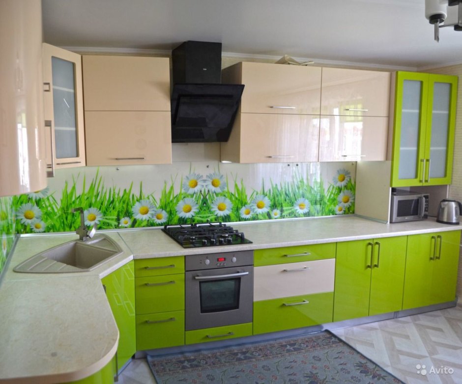 Кухня зеленый низ белый верх икеа