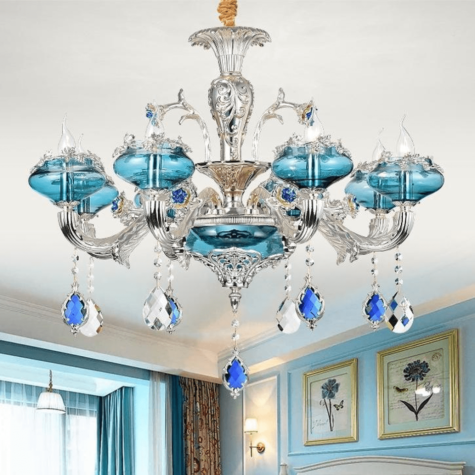 Murano Blue Opaline Drops Chandelier