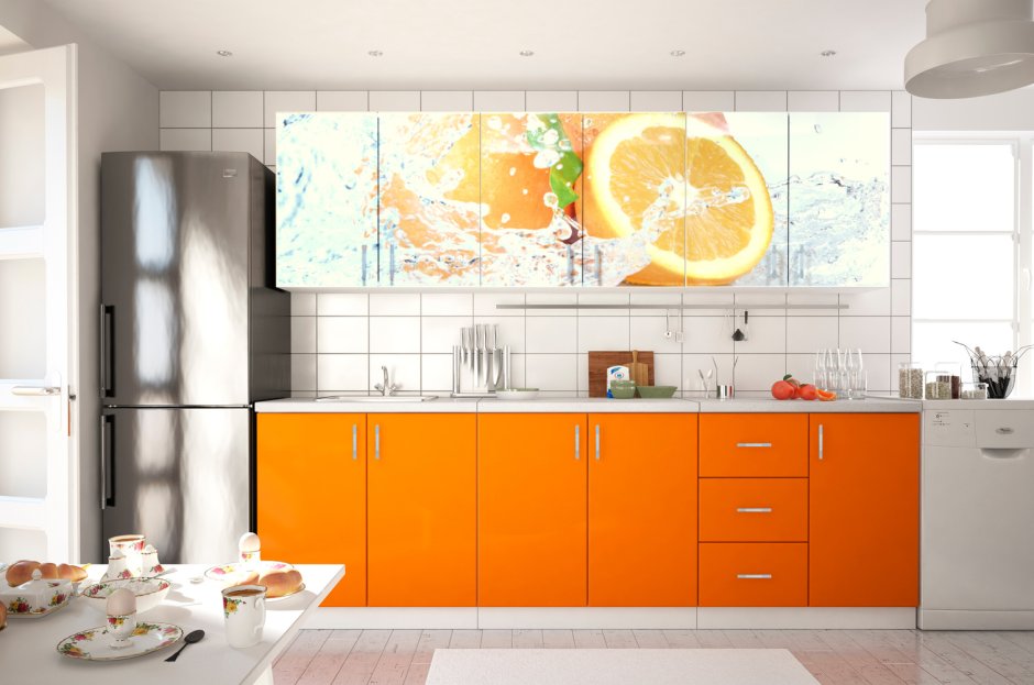 Кухня оранжевая с венге