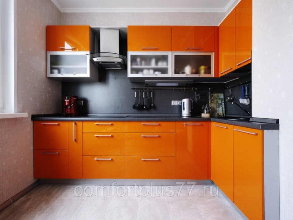 Современный дизайн кухни оранж 2020