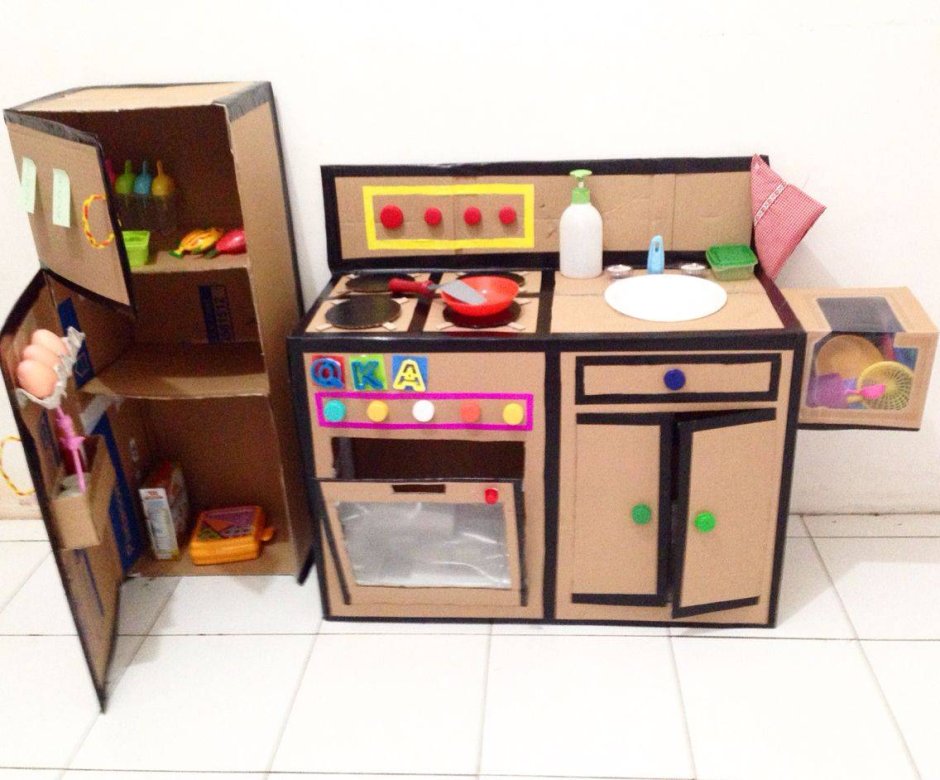 Детская кухня из картона своими руками (68 фото)
