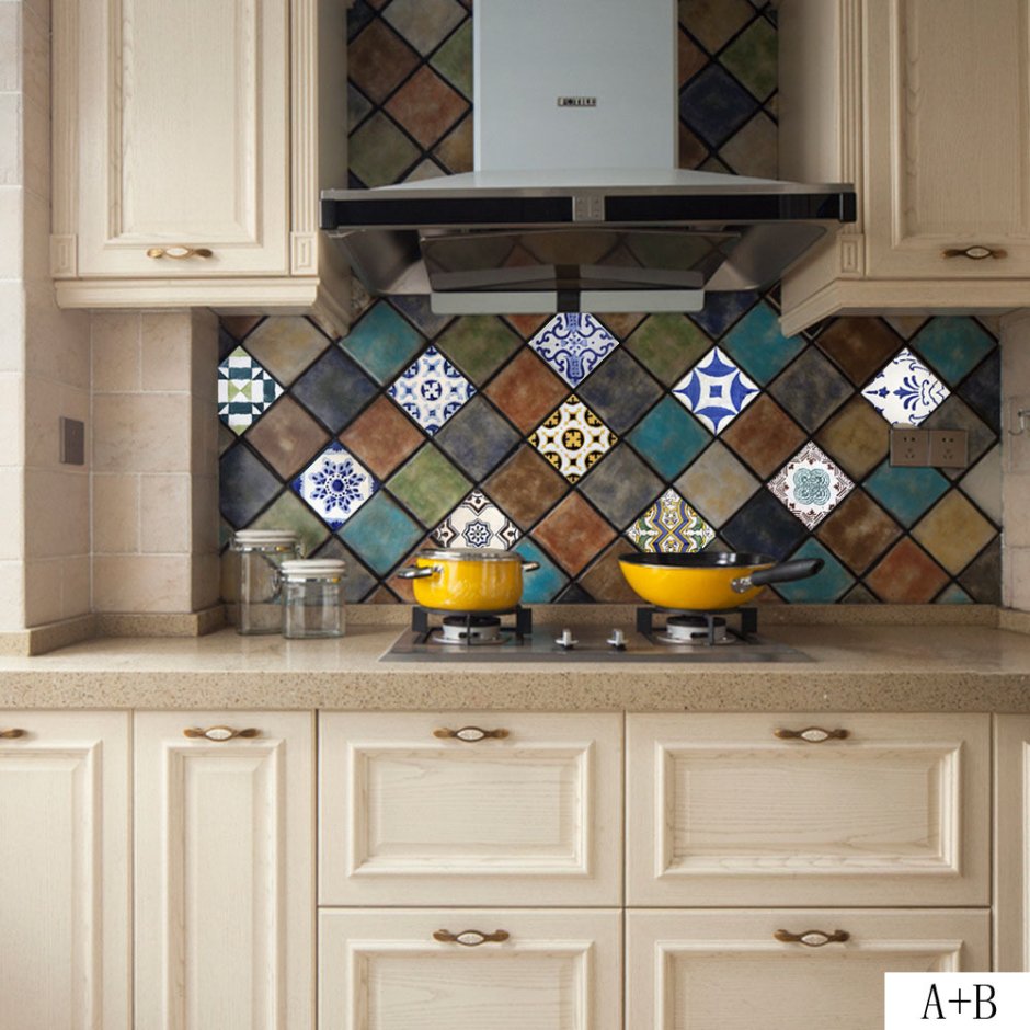 Разноцветная плитка для кухни на фартук (64 фото)