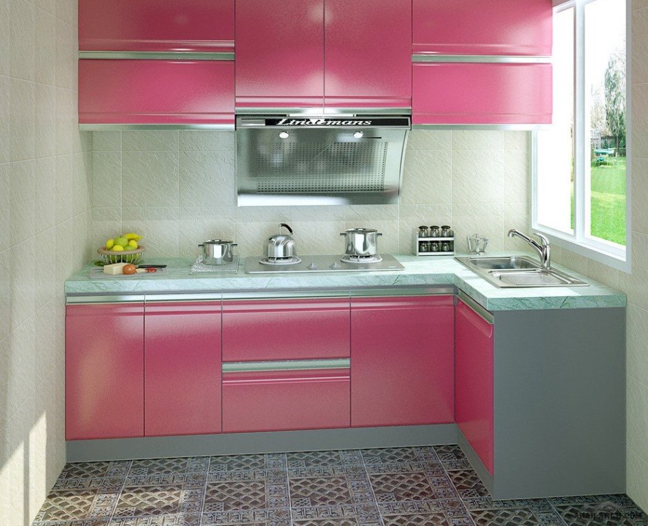 Кухня в розовых тонах