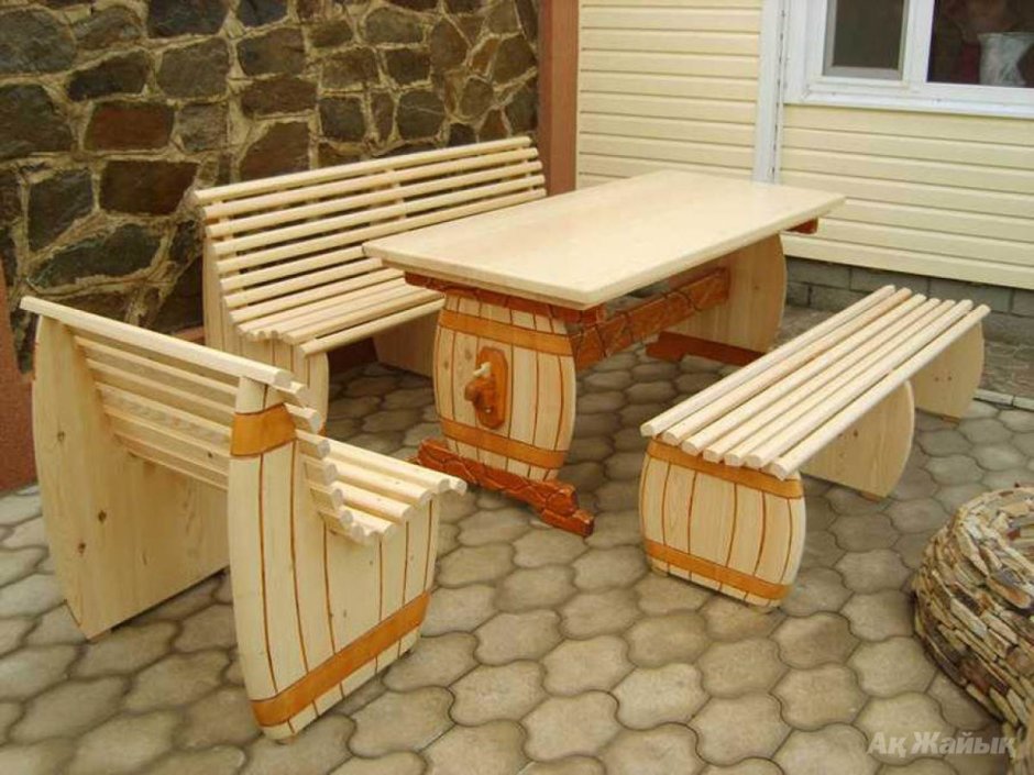 Брутальные скамейки из дерева