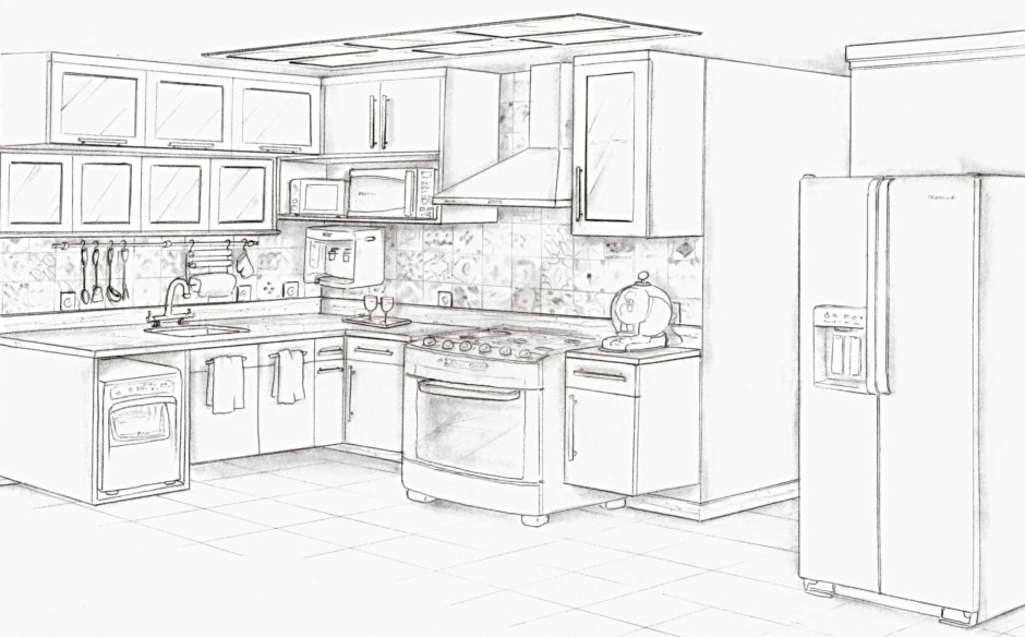 Чертеж кухни 2d