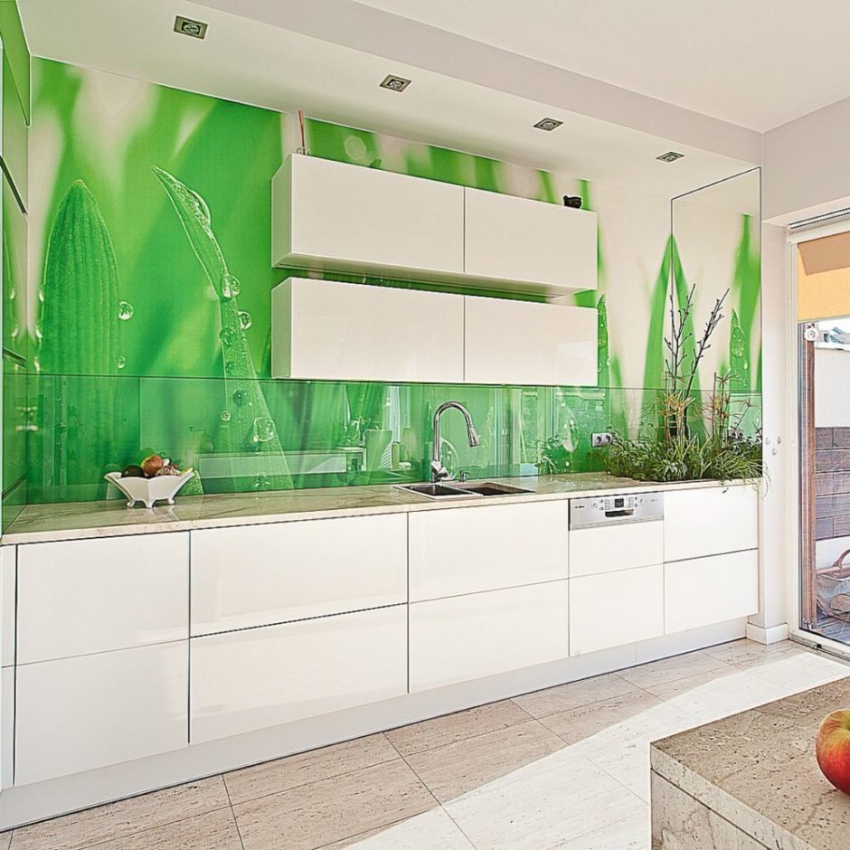 Зеленая плитка на фартук