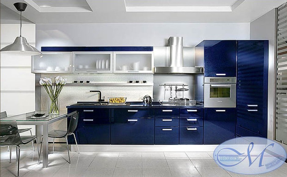 Кухня в черно синем цвете