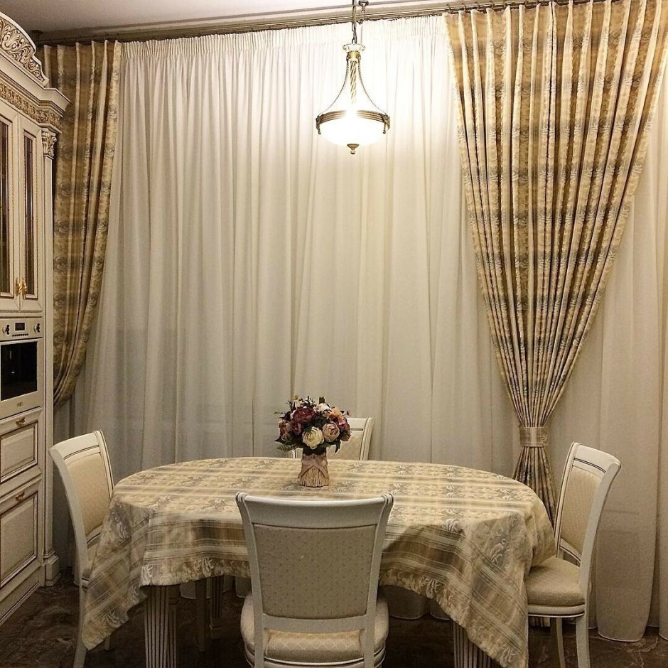 Штора на кухню на одну сторону длинная