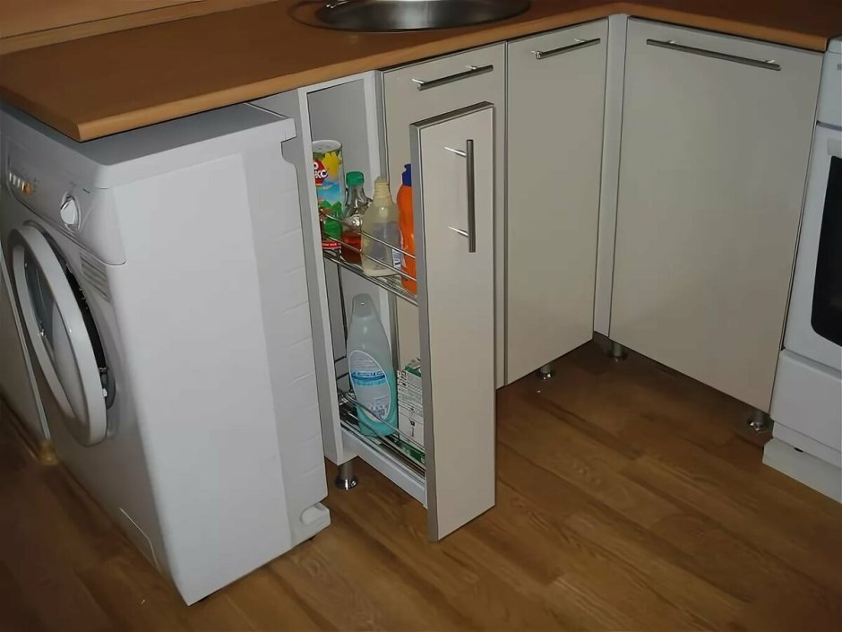 Вертикальная стиральная машина на кухне (69 фото)
