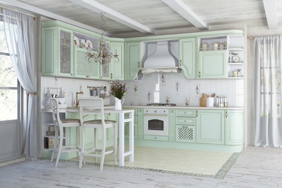 Белая кухня Кантри и Прованс