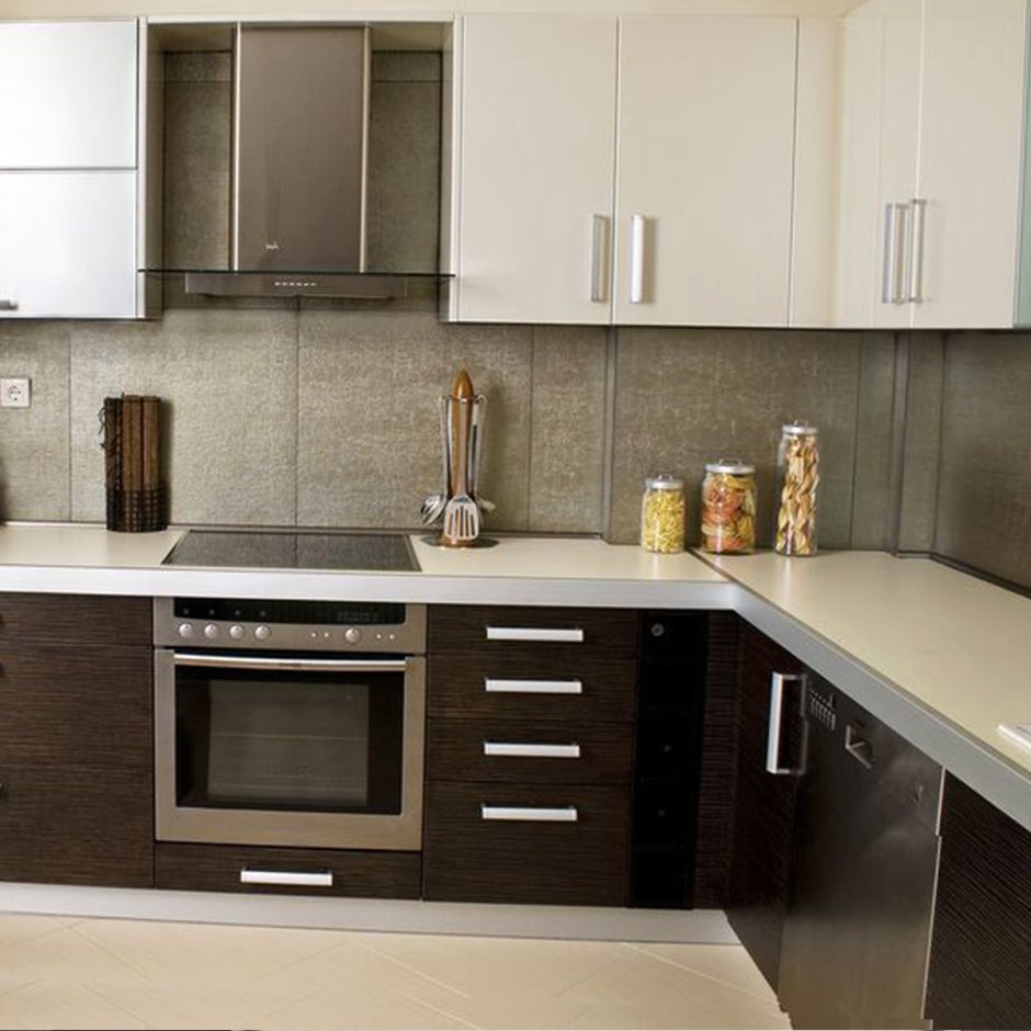 Кухня белый верх коричневый низ (87 фото)