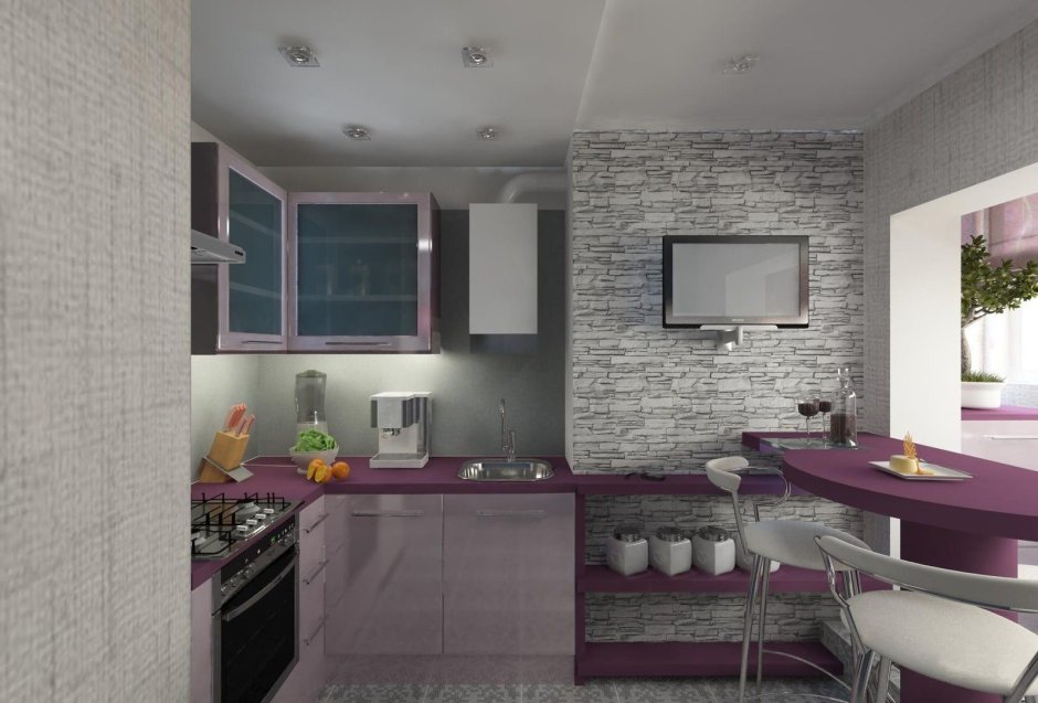 Дизайн кухни в двухкомнатной квартире (66 фото)