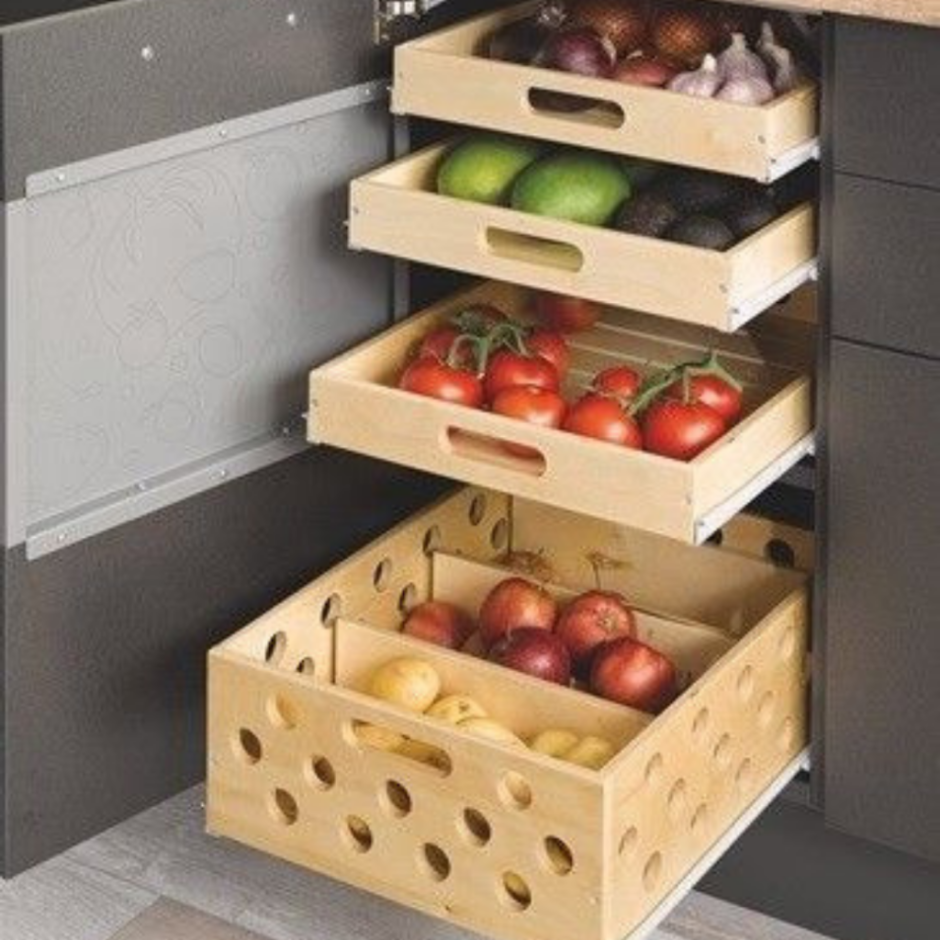 Ящик для овощей деревянный на кухню (65 фото)