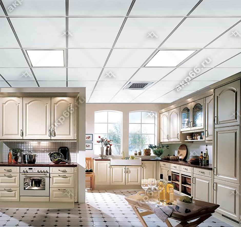 Креативный потолок на кухне