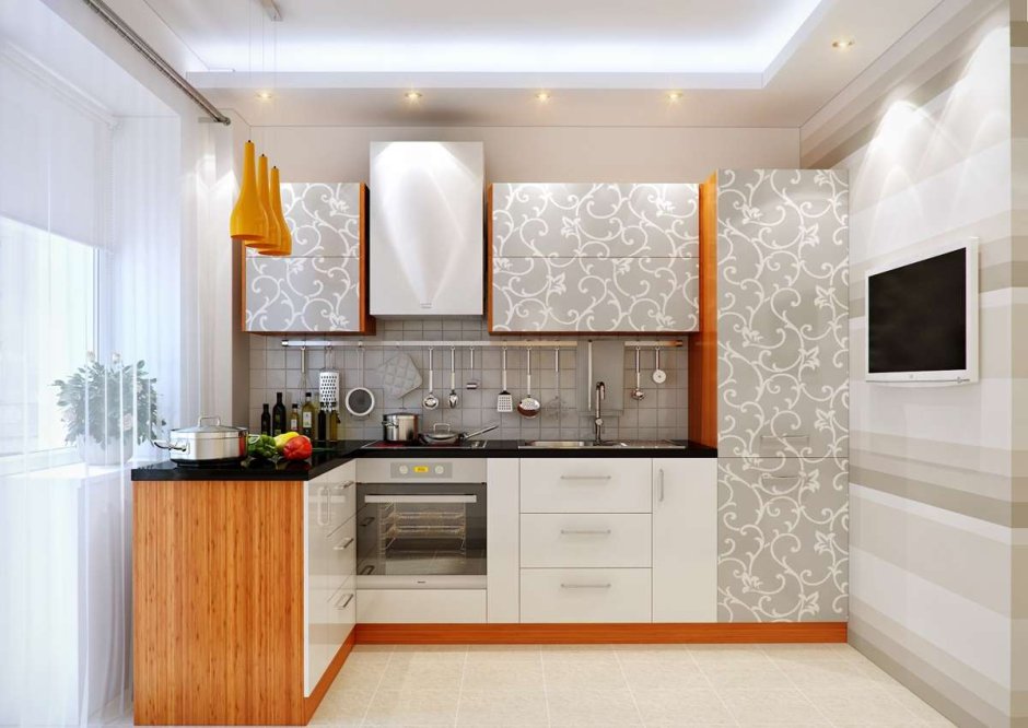 Кухня в белых тонах интерьер