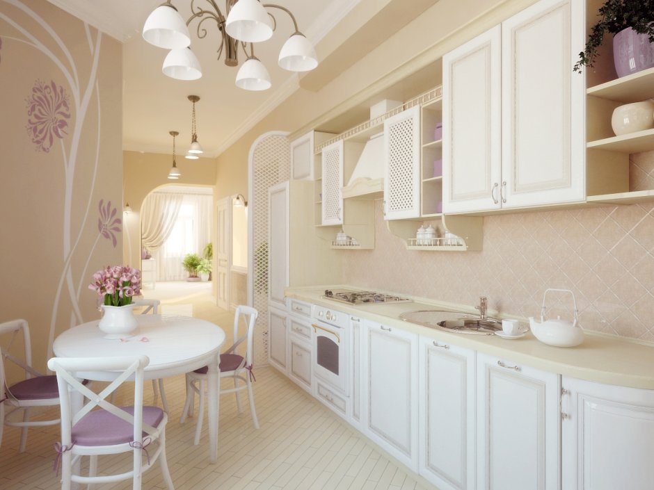 Обои под белую кухню