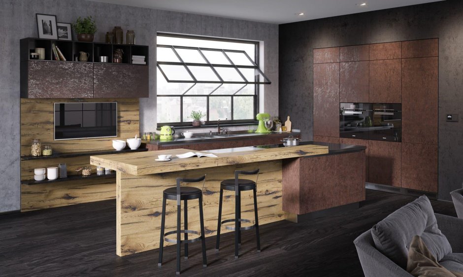 Угловая кухня лофт-03 Wenge Veralinga