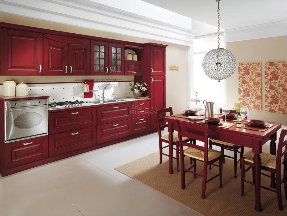 Кухонные гарнитуры бордового цвета