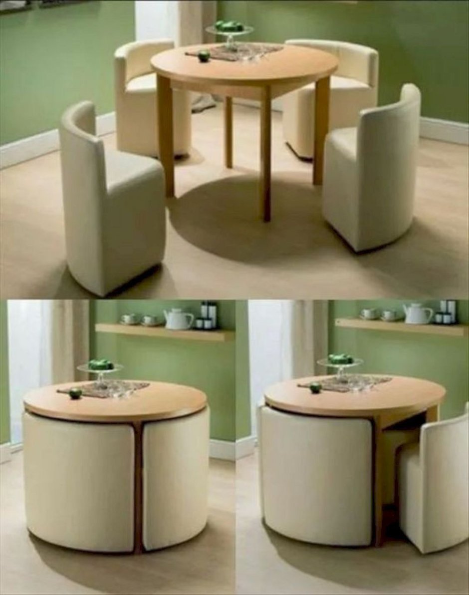Компактный стол со стульями для маленькой кухни