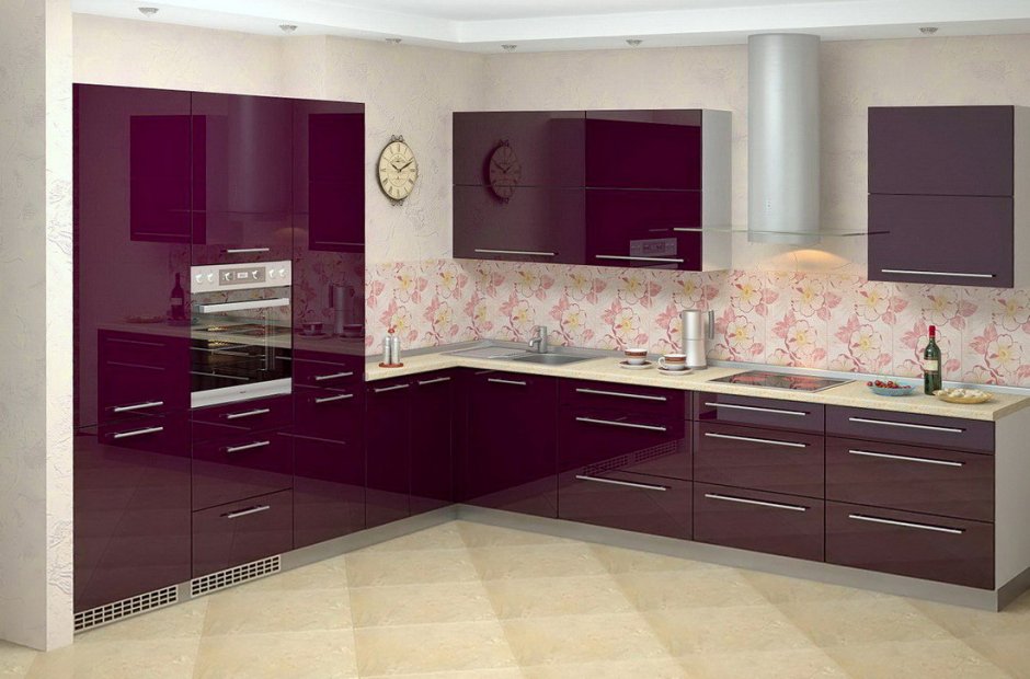 Ванильно-лиловая кухня