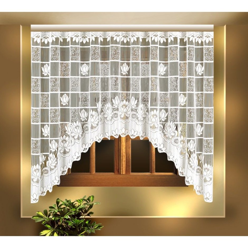 Занавеска на кухню для арочного окна