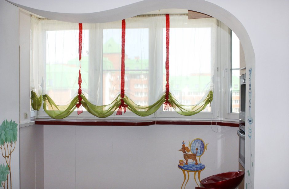 Шторы макраме на кухне