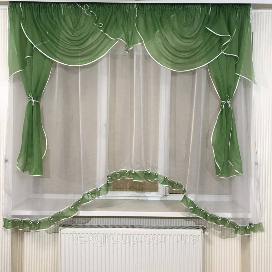 Кухонные тюль аркой зеленая