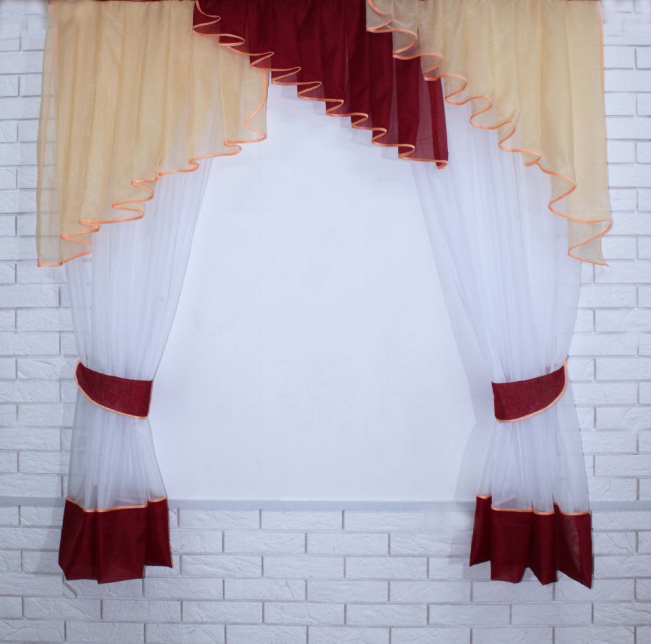 Штора арка кружевная 2075 бежевый