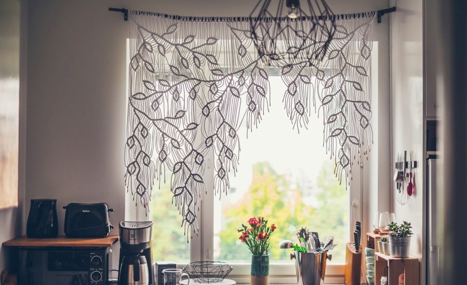 Штора для кухни Kauffort "Лилу", на ленте, высота 175 см. 3111215175