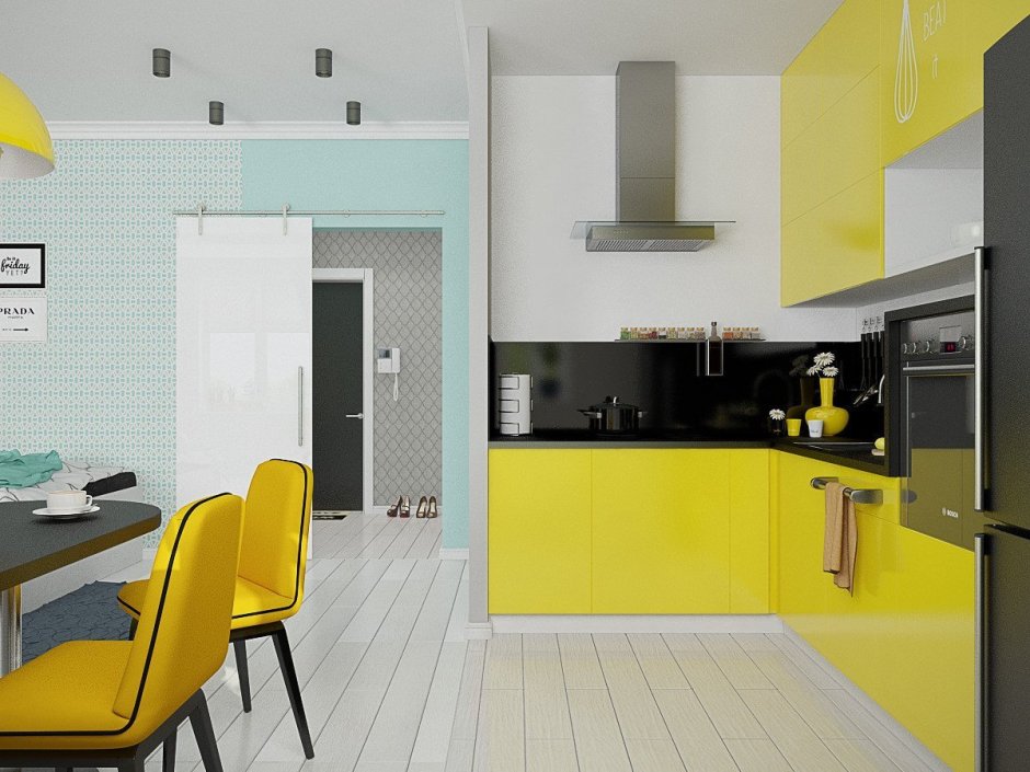 Лимонные стулья на кухню
