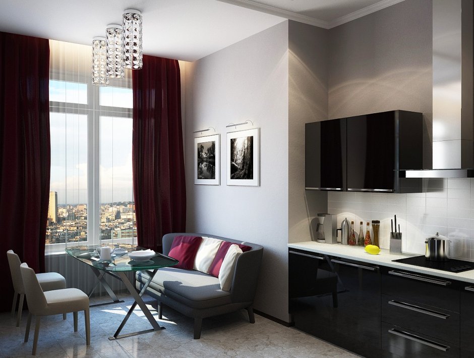 Шторы на кухню бежево-коричневые