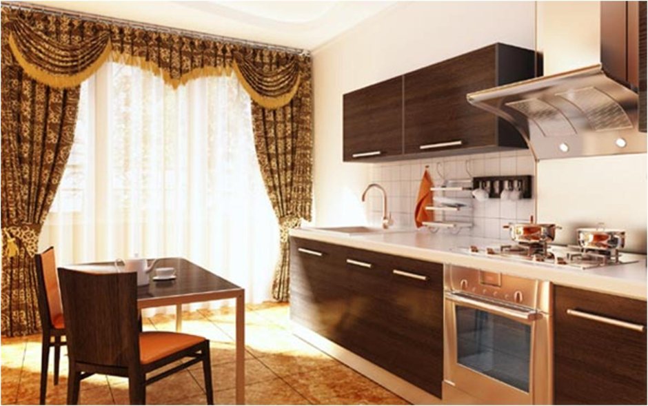Интерьер кухни в коричневых тонах