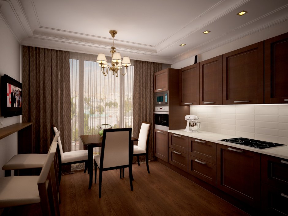 Коричневая кухня в стиле Неоклассика