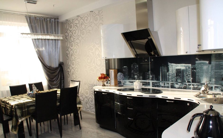 Шторы под темный кухонный гарнитур