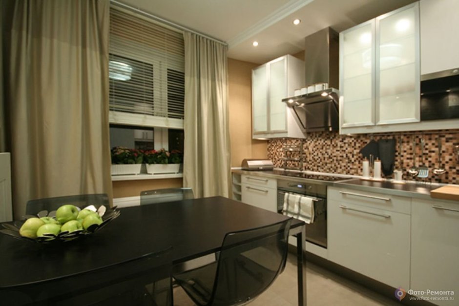 Кухня орех шторы