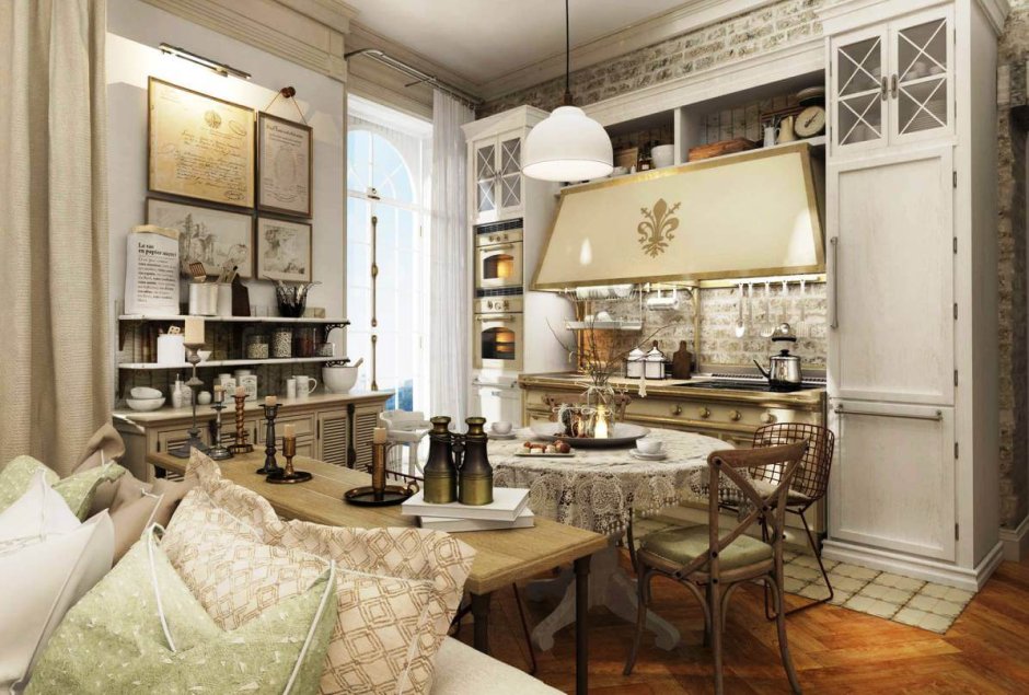 Интерьер кухни в стиле парижского кафе