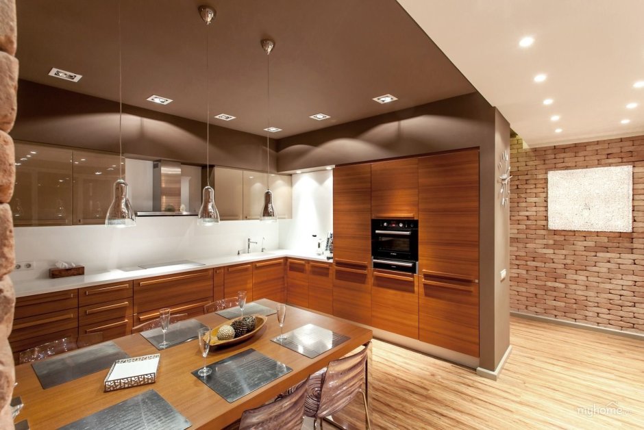 Потолок на кухне в современном стиле