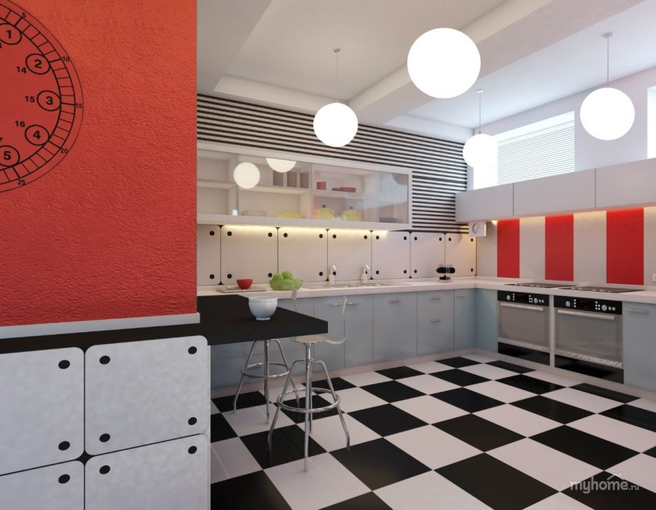 Оформление кухни в хостеле в современном стиле