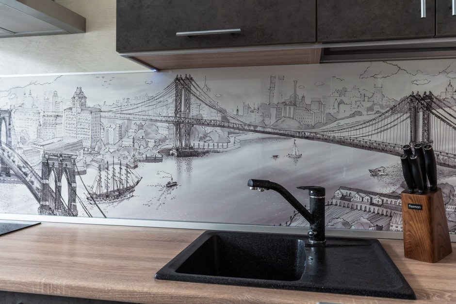 Porcelanosa Oxford фартук на кухне