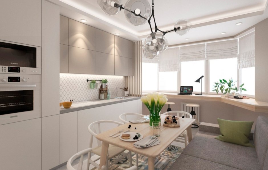 Кухня для трехкомнатной квартиры Московской планировки