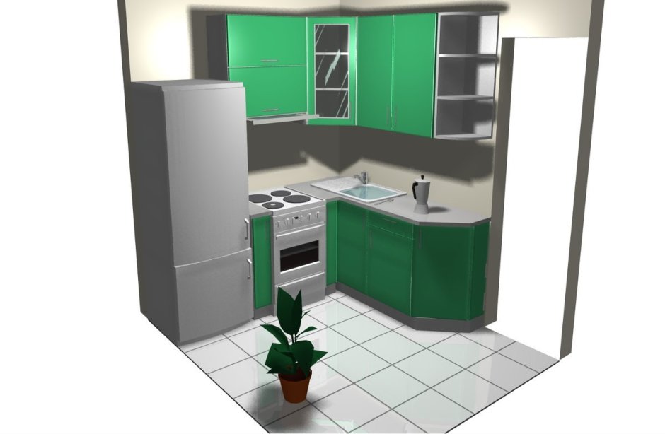 Маленькие угловые кухни с холодильником