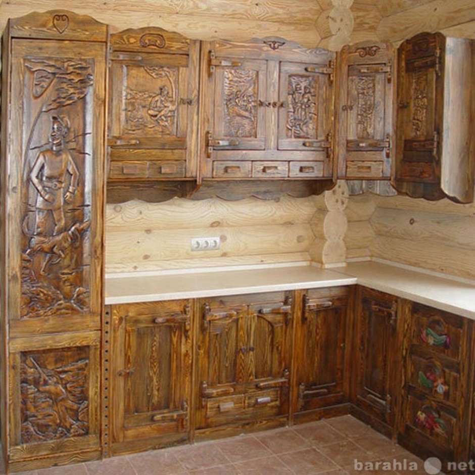 Кухни из массива дерева под старину Иван да Марья