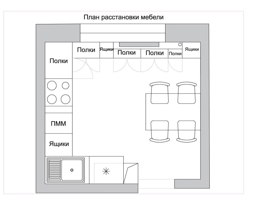 Кухонная мебель вид сбоку чертеж