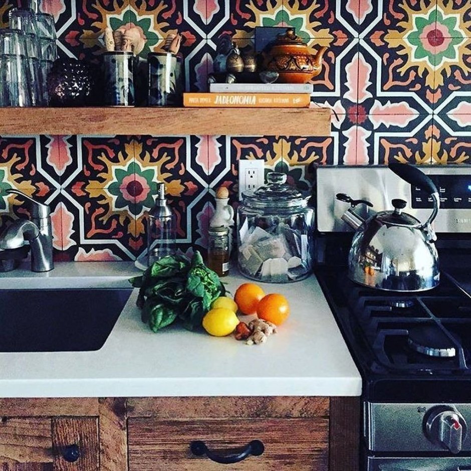 Плитка для кухни на фартук в стиле бохо