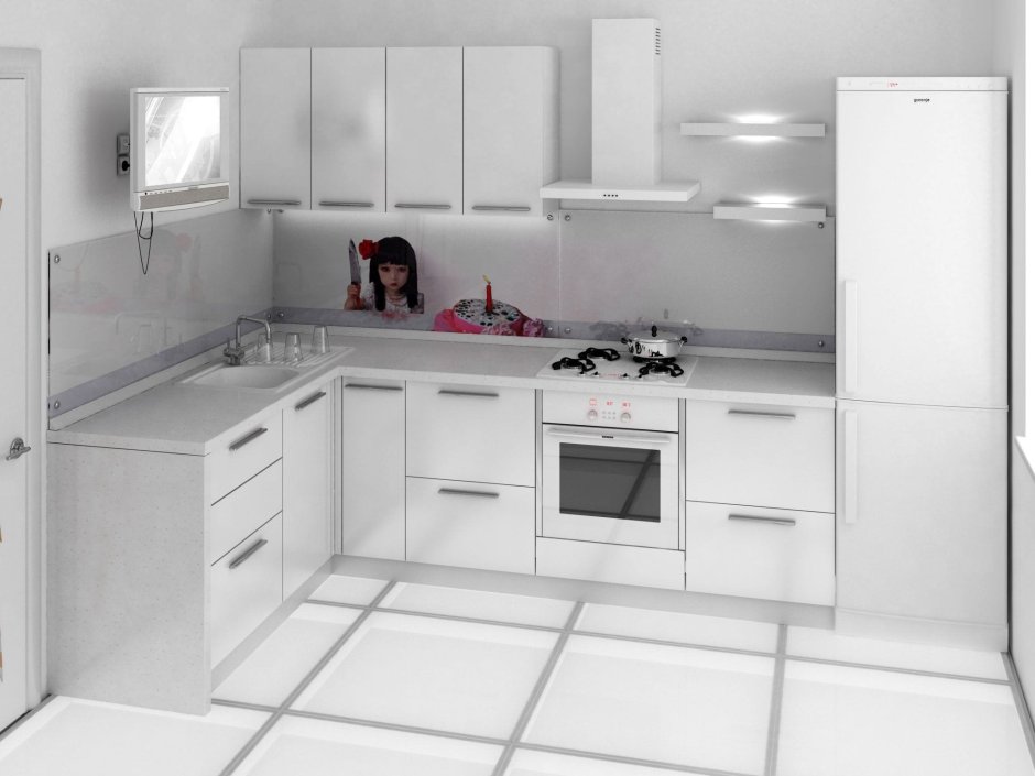 Кухня Модерн белая глянец