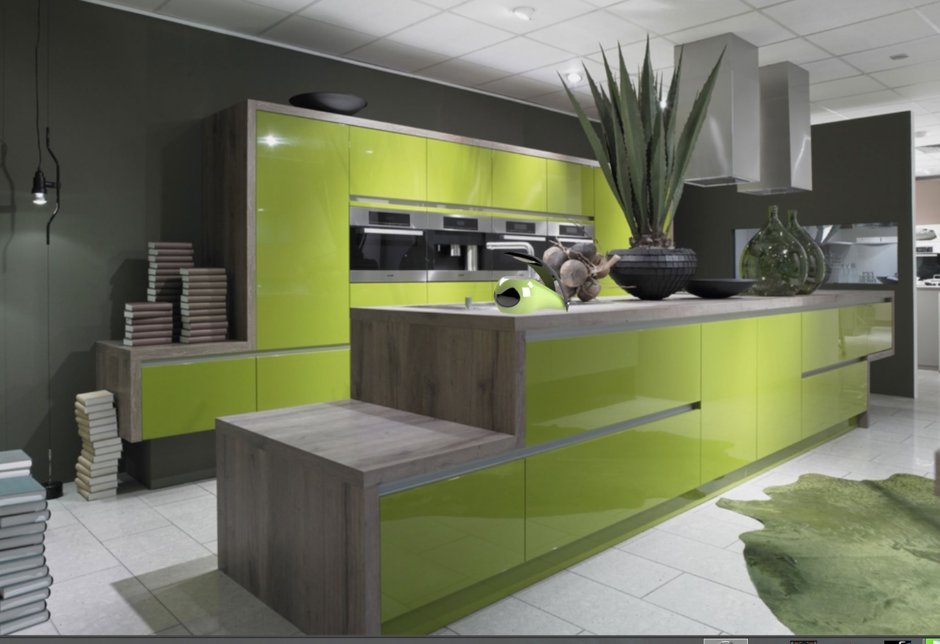 Кухня в стиле Сканди зеленая