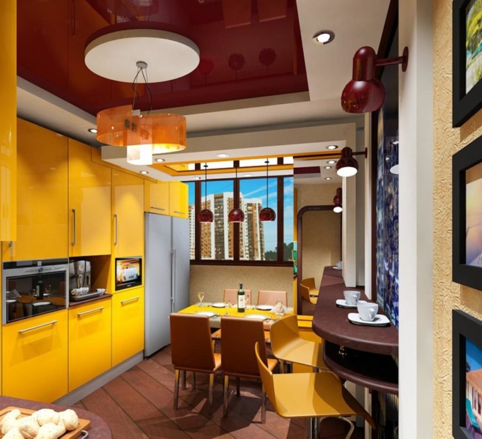 Кухня черная с желтым в интерьере