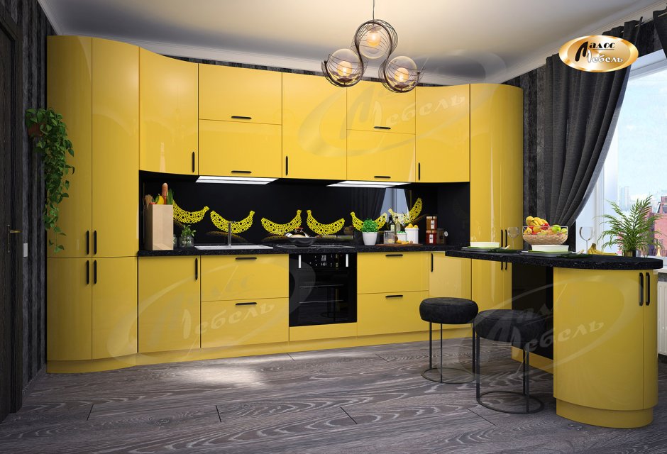 Кухонный гарнитур желтого цвета