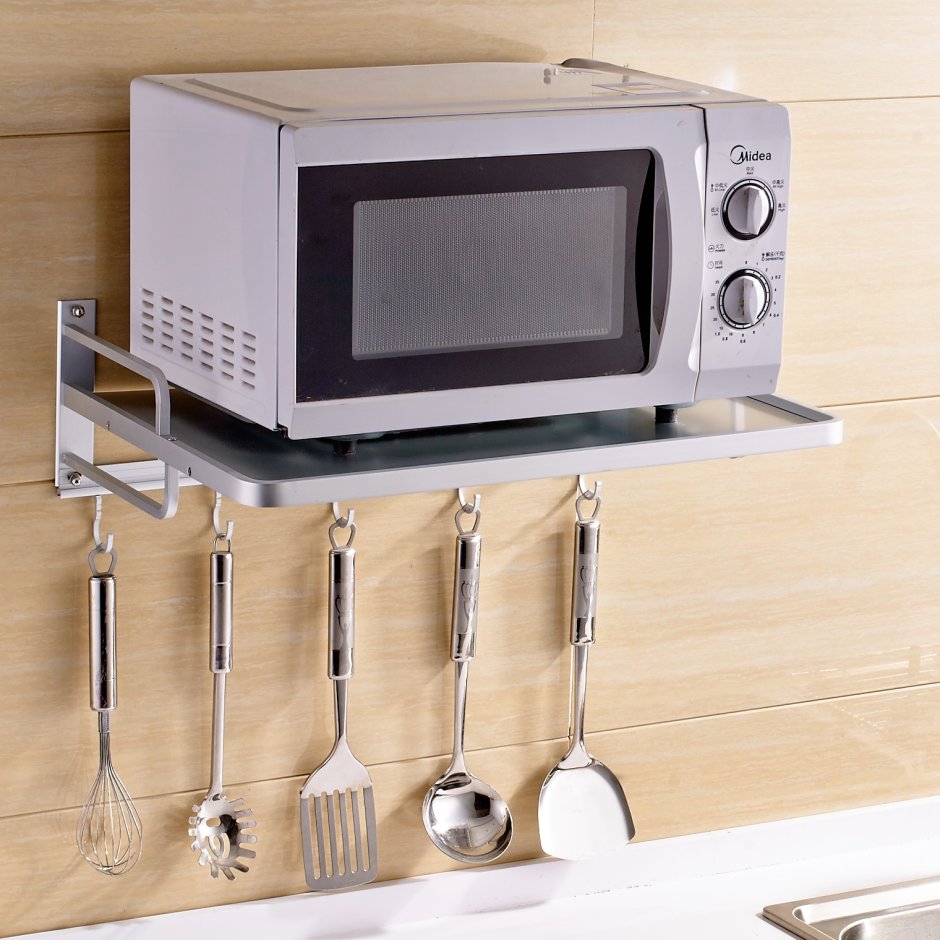 Встроенная микроволновая печь в кухне