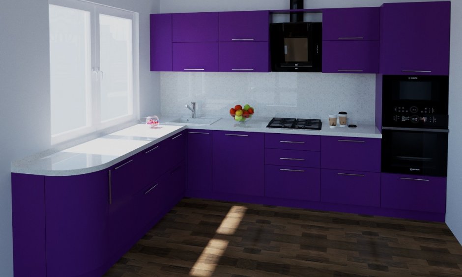 Сине фиолетовая кухня